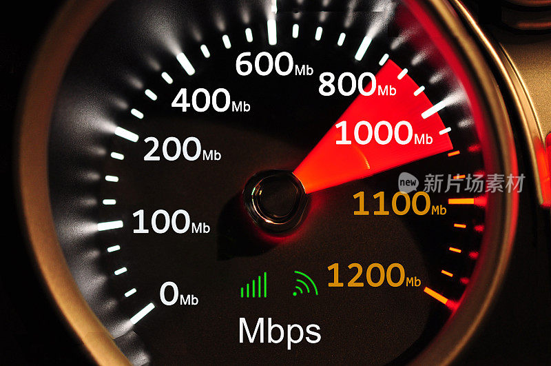 速度计和1000 Mbps高速互联网